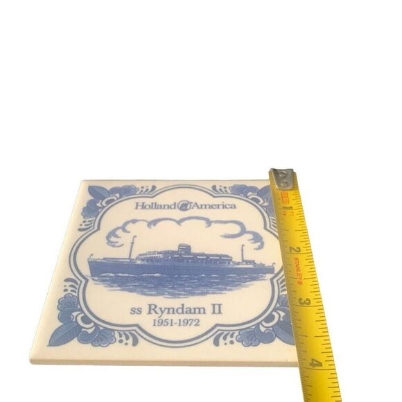 Vintage Holland America Line Delft SS Ryndam Ii 1951-1972 Ceramic Tile Coaster - Picture 4 of 6